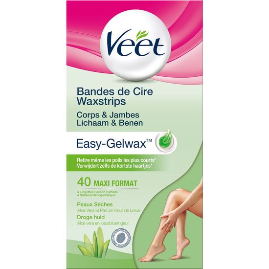 Veet Bandes de Cire Froide Easy-Gelwax Peaux Seches
