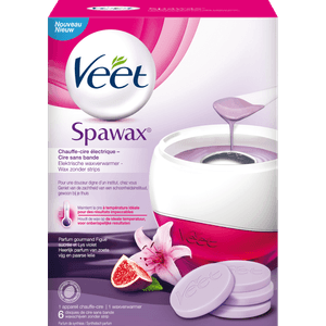 Veet Spawax Chauffe-cire électrique – Cire sans bande - Parfum gourmand Figue sucrée et Lys violet